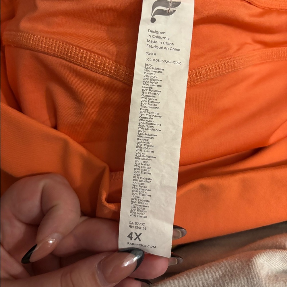 Pure Luxe by Fabletics Orange 4X Leggings - Picture 2 of 5